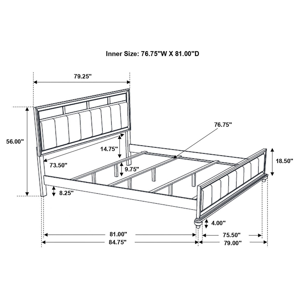 Barzini Eastern King Upholstered Panel Bed White