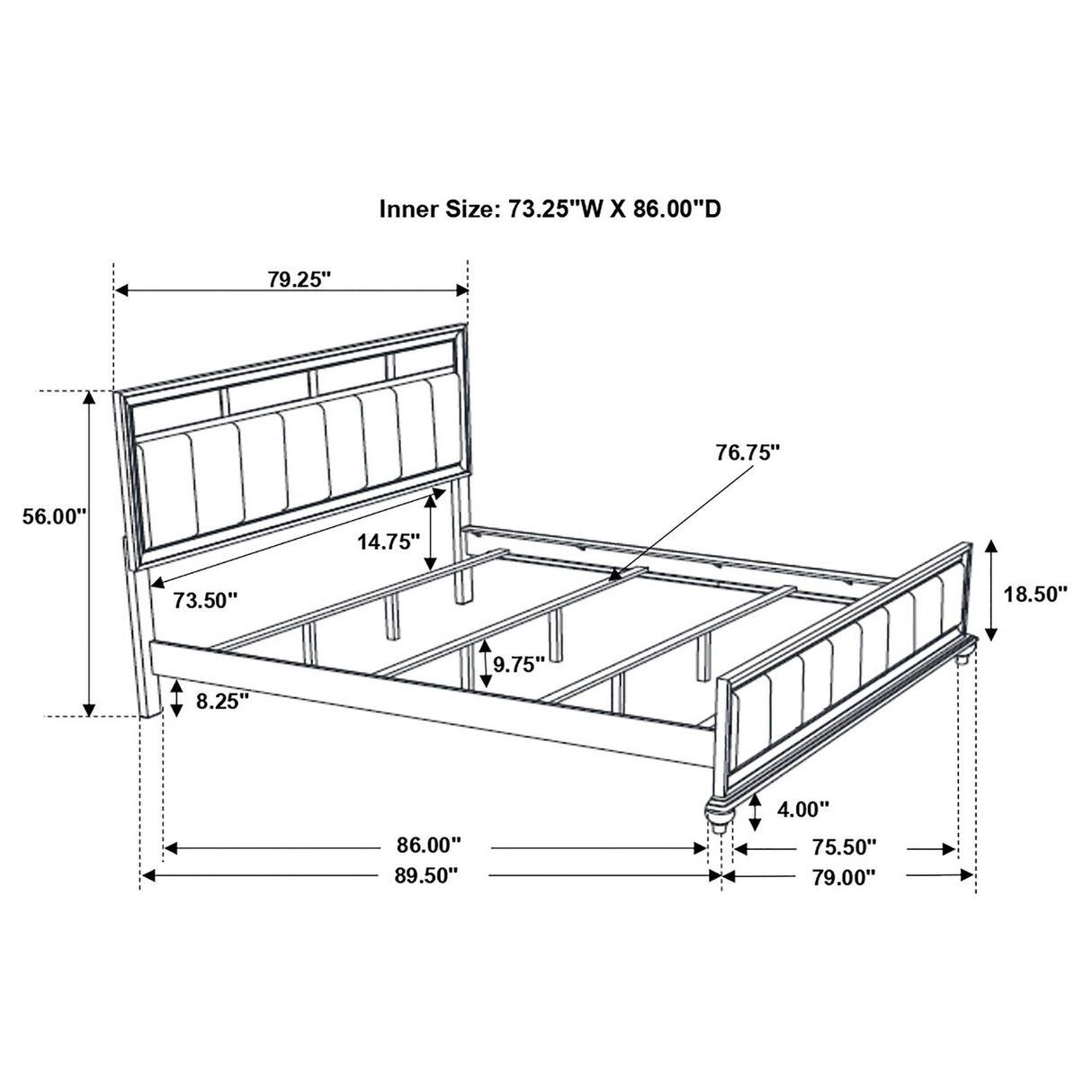 Barzini 4-piece California King Panel Bedroom Set White