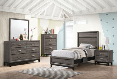 Watson 4-piece Twin Panel Bedroom Set Grey Oak