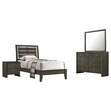 Serenity 4-piece Twin Sleigh Bedroom Set Mod Grey