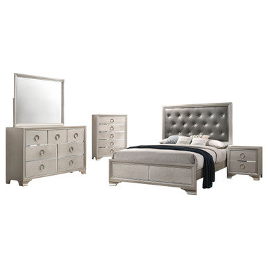 Salford 5-piece Eastern King Bedroom Set Metallic Sterling