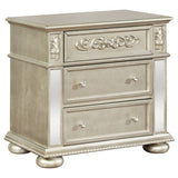 Heidi 3-drawer Nightstand Metallic Platinum