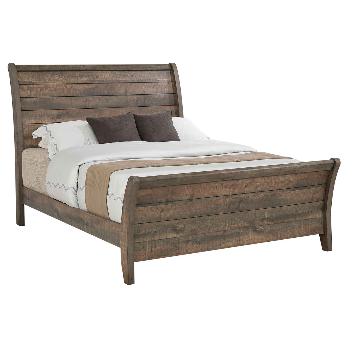 Coaster Frederick Eastern King Sleigh Panel Bed Weathered Oak