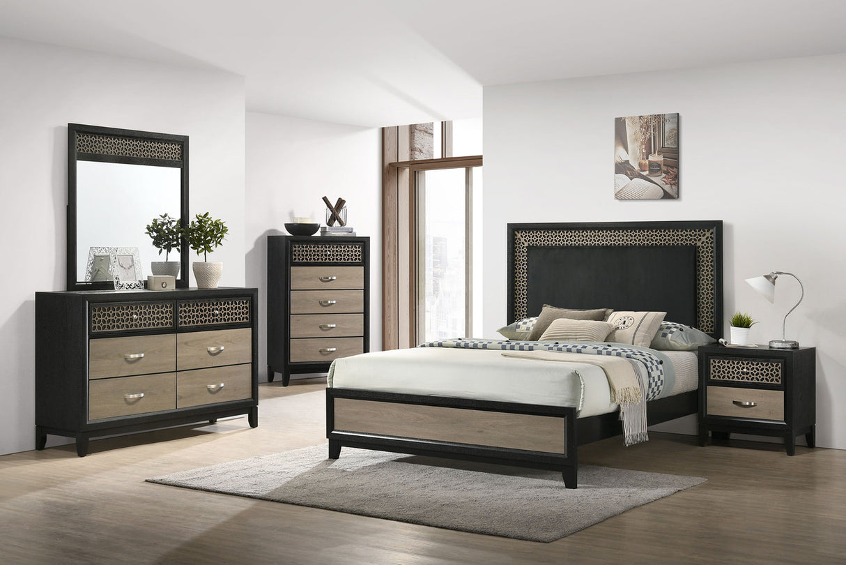 Valencia 5-piece Eastern King Bedroom Set Light Brown and Black