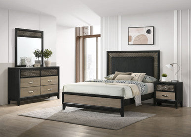 Valencia 4-piece Queen Bedroom Set Light Brown and Black