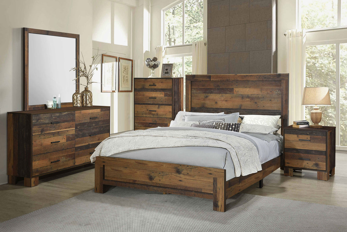 Sidney 4-piece Eastern King Panel Bedroom Set Rustic Pine