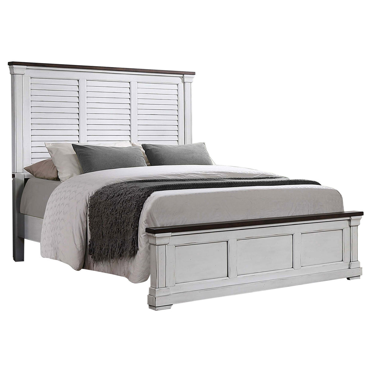 Hillcrest 4-piece Queen Panel Bedroom Set White and Dark Rum