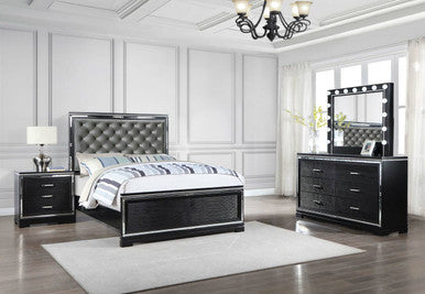 Cappola Upholstered Tufted Bedroom Set Silver and Black