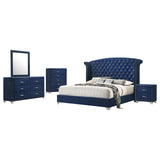 Melody 5-piece Eastern King Tufted Upholstered Bedroom Set Pacific Blue