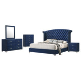 Melody 5-piece Queen Tufted Upholstered Bedroom Set Pacific Blue