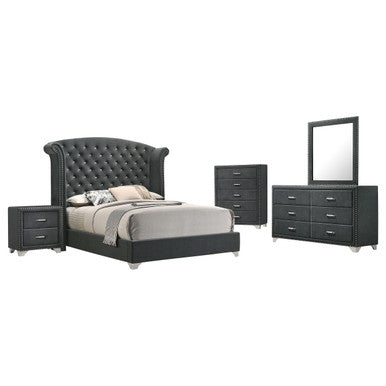 Melody 5-piece Eastern King Tufted Upholstered Bedroom Set Grey