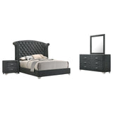 Melody 4-piece Queen Tufted Upholstered Bedroom Set Grey