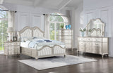 Evangeline 5-piece Eastern King Storage Bed with LED Headboard Silver Oak and Ivory