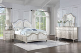 Evangeline 4-piece Queen Storage Bed with LED Headboard Silver Oak and Ivory