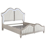 Evangeline 4-piece Upholstered Platform Eastern King Bedroom Set Ivory and Silver Oak