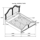 Evangeline 4-piece Upholstered Platform California King Bedroom Set Ivory and Silver Oak