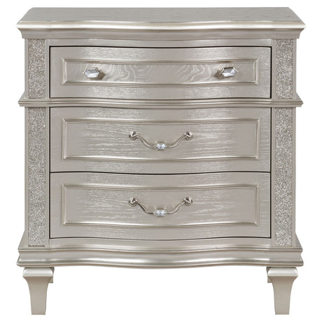 Evangeline 3-drawer Nightstand Silver Oak