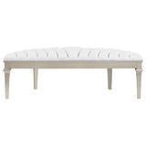 Evangeline Upholstered Demilune Bench Ivory and Silver Oak