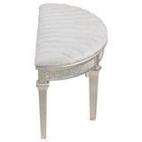 Evangeline Upholstered Demilune Bench Ivory and Silver Oak