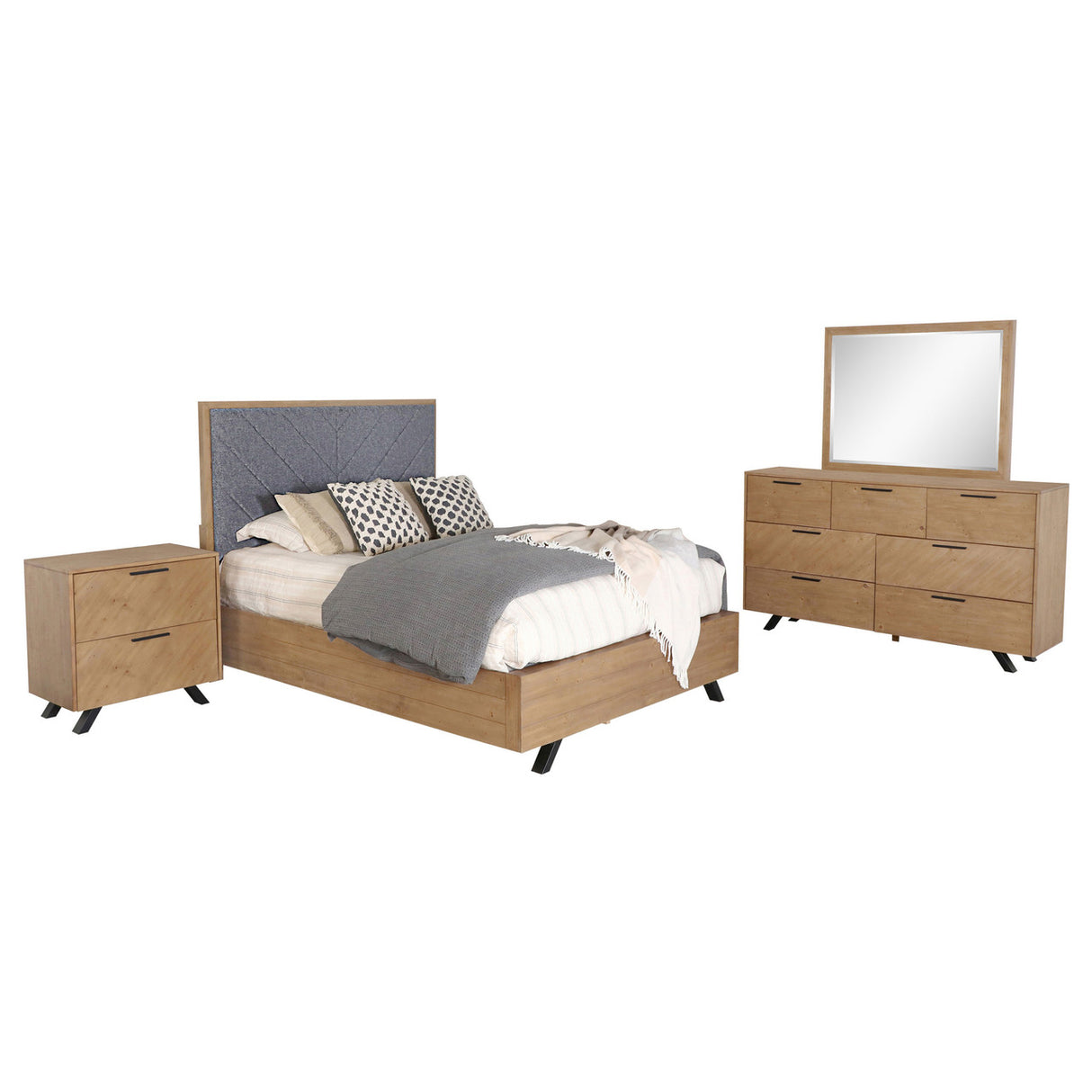 Taylor 4-piece Queen Bedroom Set Light Honey Brown and Grey