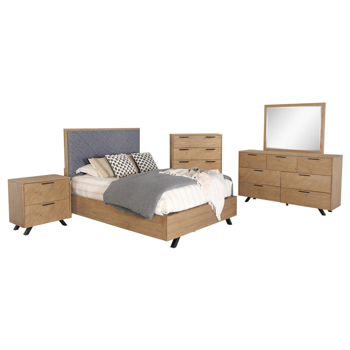 Taylor 5-piece Queen Bedroom Set Light Honey Brown and Grey