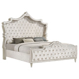 Antonella 4-Piece Eastern King Upholstered Tufted Bedroom Set Ivory and Camel