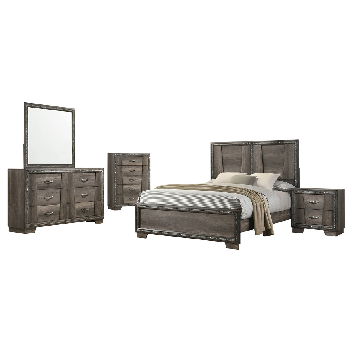 Janine 5-piece Queen Bedroom Set Grey