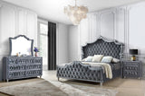 Coaster Antonella 4-Piece Eastern King Upholstered Tufted Bedroom Set Grey