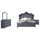 Coaster Antonella 4-Piece Eastern King Upholstered Tufted Bedroom Set Grey