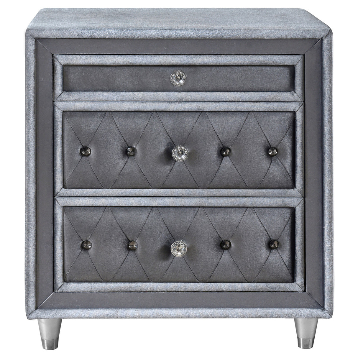 Antonella 3-drawer Upholstered Nightstand Grey