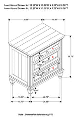 Avenue 3-drawer Rectangular Nightstand with Dual USB Ports Grey