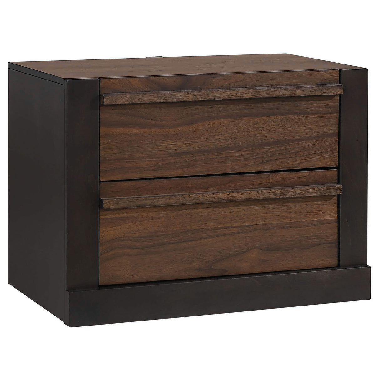 Azalia 2-drawer Nightstand Black and Walnut