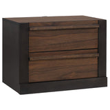 Azalia 2-drawer Nightstand Black and Walnut