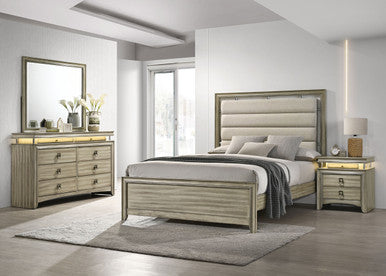 Giselle 4-piece Queen Panel Bedroom Set Rustic Beige