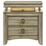 Giselle 3-drawer Nightstand Bedside Table with LED Rustic Beige