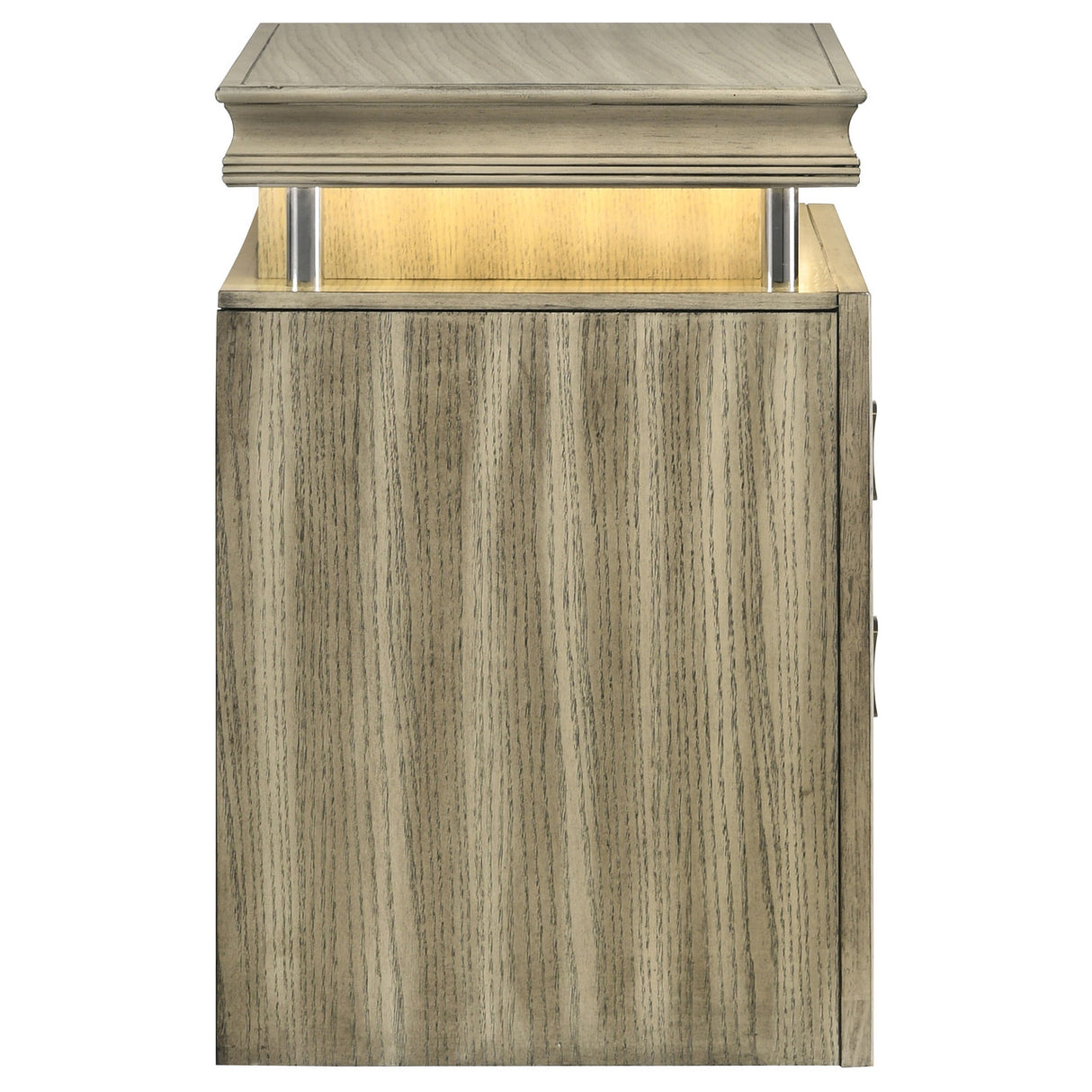 Giselle 3-drawer Nightstand Bedside Table with LED Rustic Beige