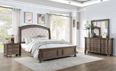 Emmett 4-piece Eastern King Bedroom Set Walnut and Beige