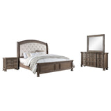 Emmett 4-piece Eastern King Bedroom Set Walnut and Beige