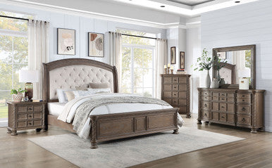 Emmett 5-piece Queen Bedroom Set Walnut and Beige