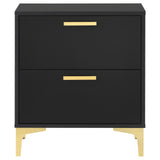 Kendall 2-drawer Nightstand Black and Gold