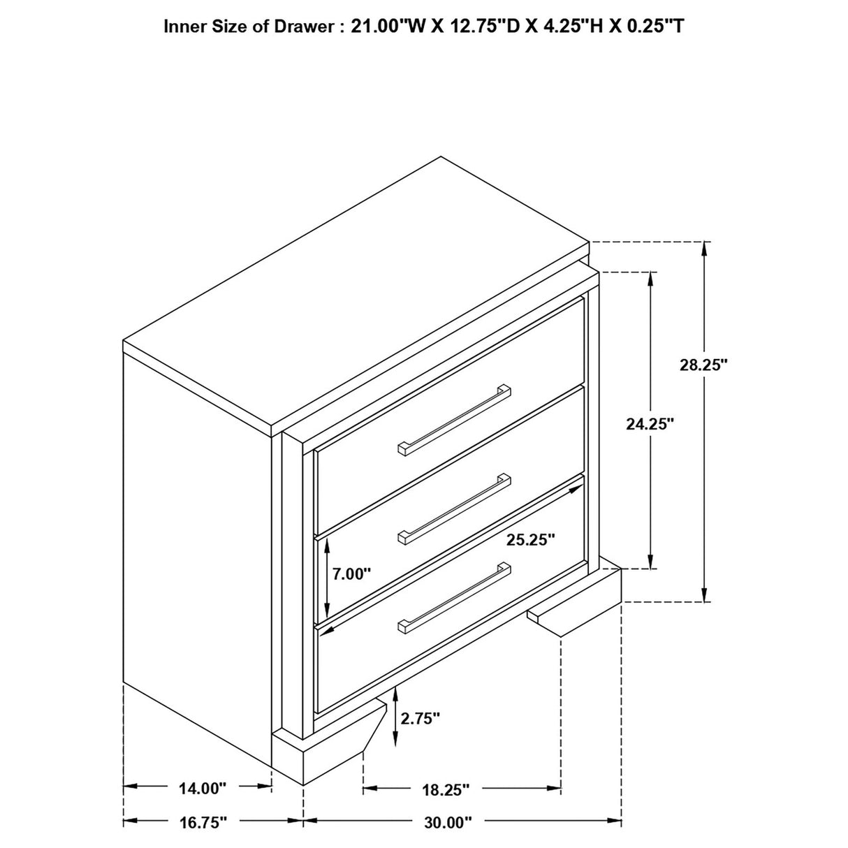 Baker 3-drawer Nightstand Brown and Light Taupe