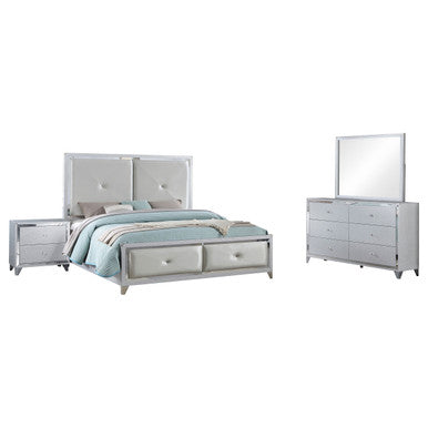 Larue 4-piece Tufted Eastern King Bedroom Set Silver