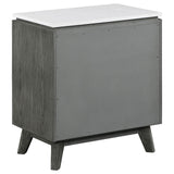 Nathan 2-drawer Nightstand with USB Port White Marble and Grey