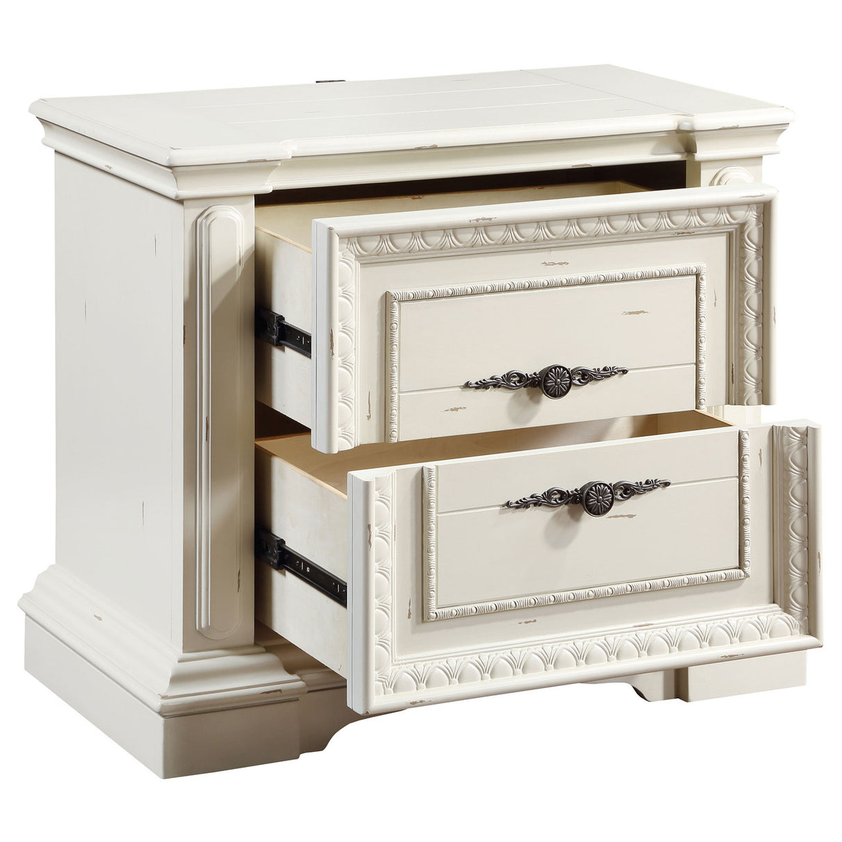 Evelyn 2-drawer Nightstand with USB Ports Antique White