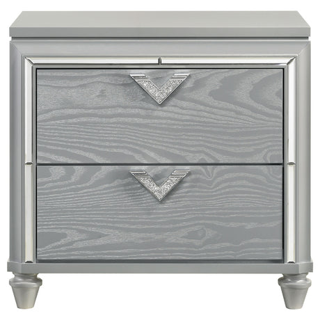 Veronica 2-drawer Nightstand Bedside Table Light Silver