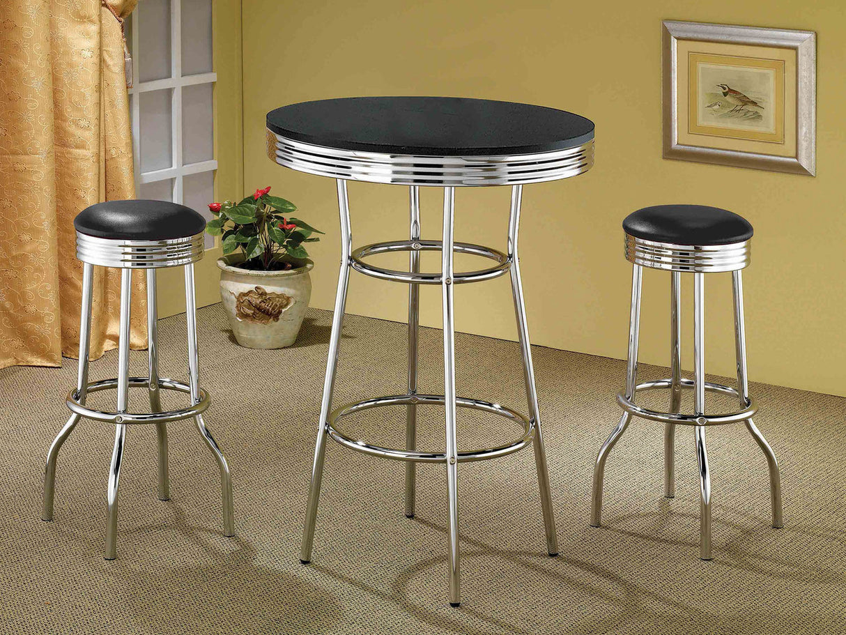 Theodore Round Bar Table Black and Chrome