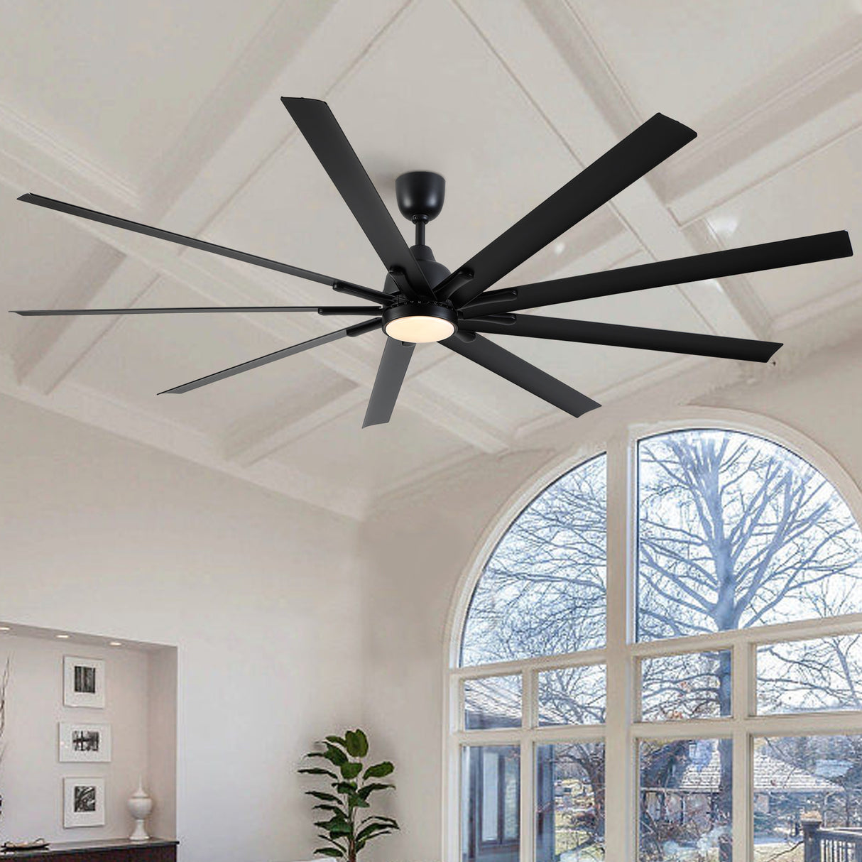 84 In. Indoor Modern Industrial Aluminum Blade Ceiling Fan With LED Light and Remote Control