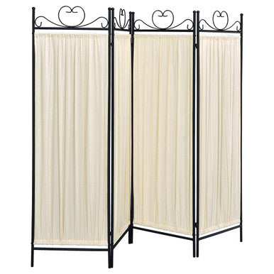 Dove 4-panel Folding Screen Beige and Black