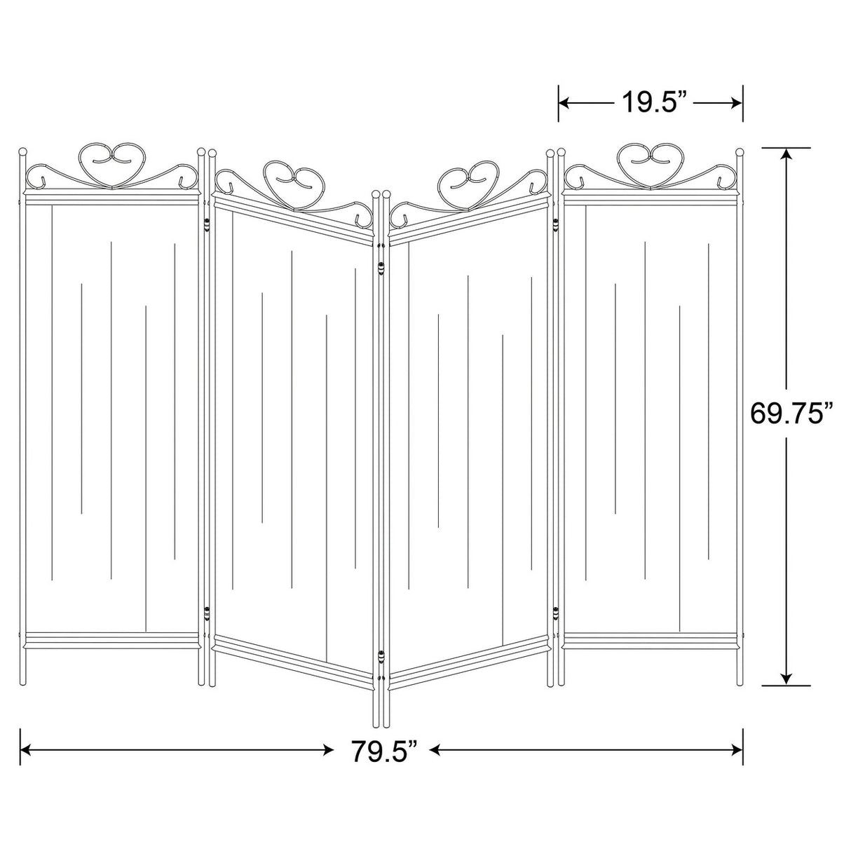 Dove 4-panel Folding Screen Beige and Black