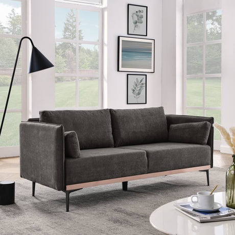 Modern Sofa 3-Seat Couch with Stainless Steel Trim
